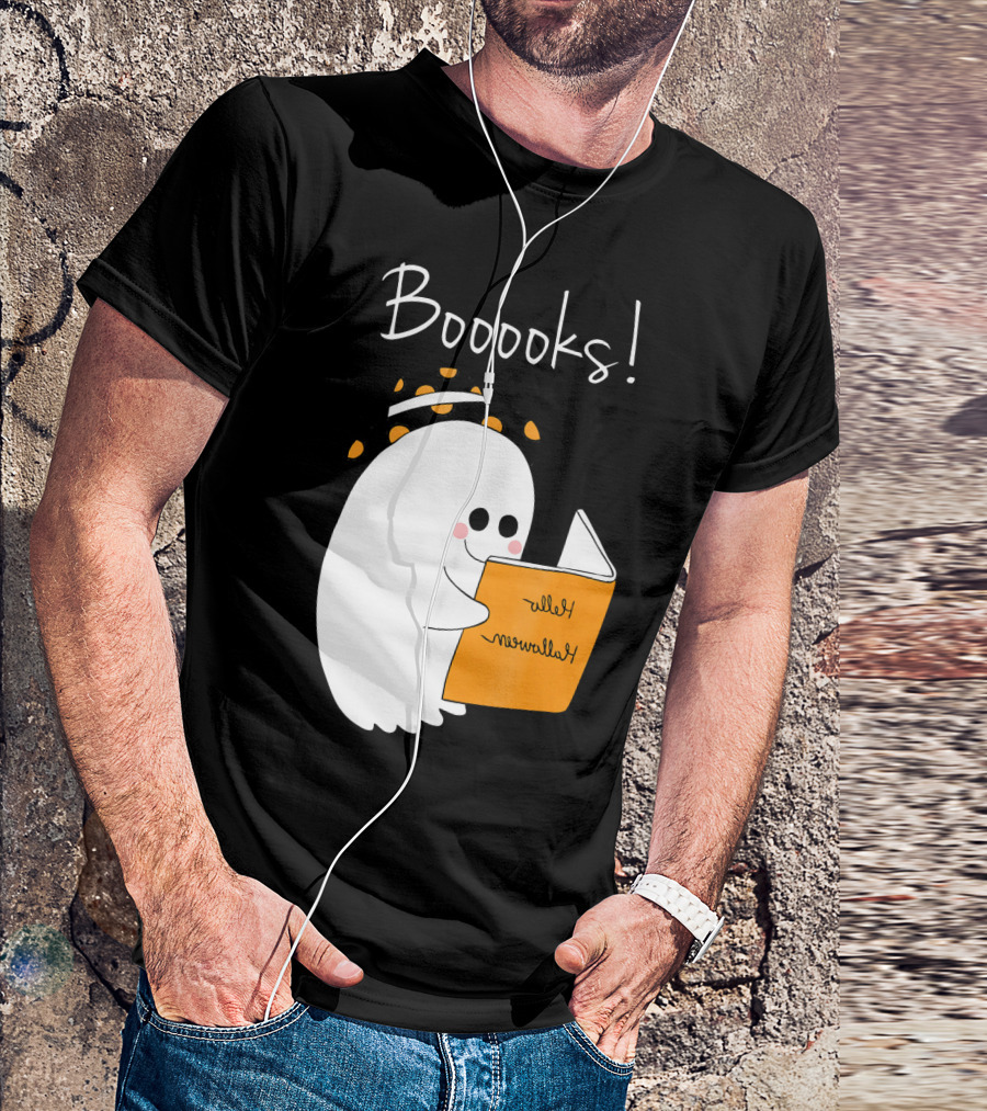Booooks Ghost Funny Teacher Librarian Halloween Costume T-Shirt