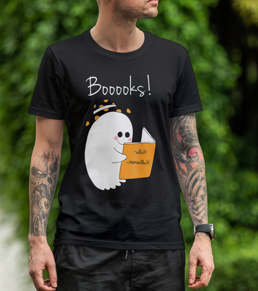 Booooks Ghost Funny Teacher Librarian Halloween Costume T-Shirt