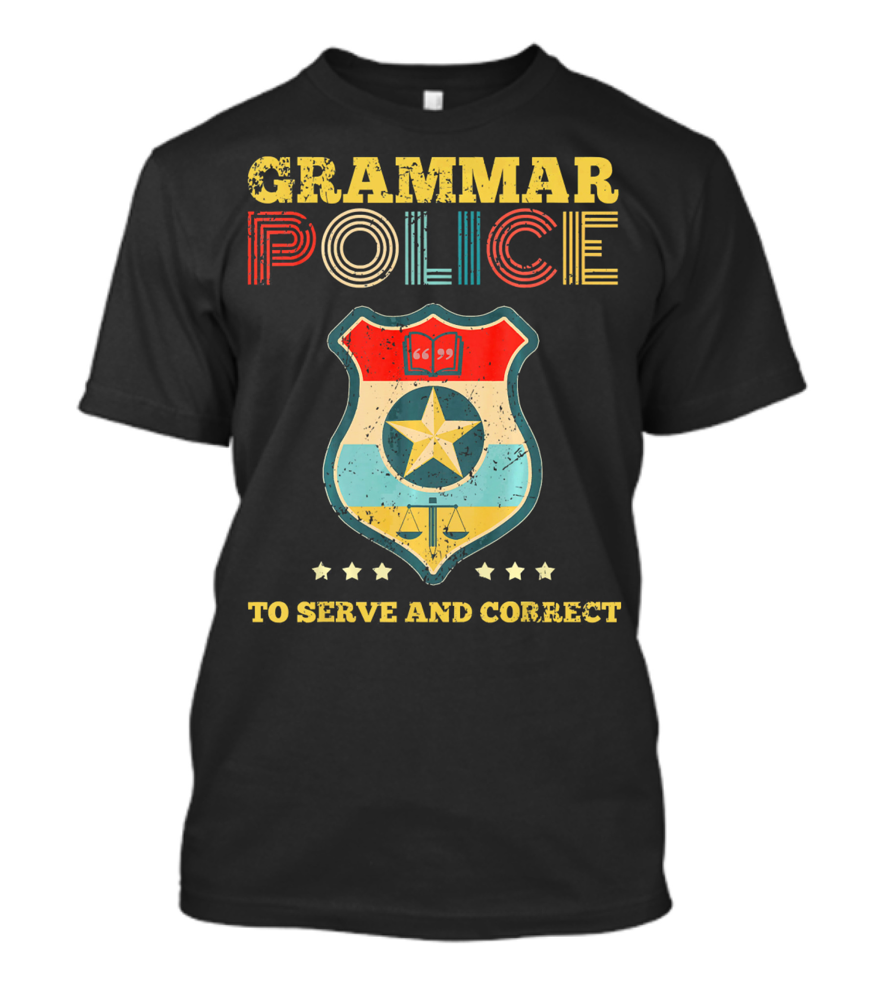 Grammar Police To Serve And Correct Badge Vintage T-Shirt