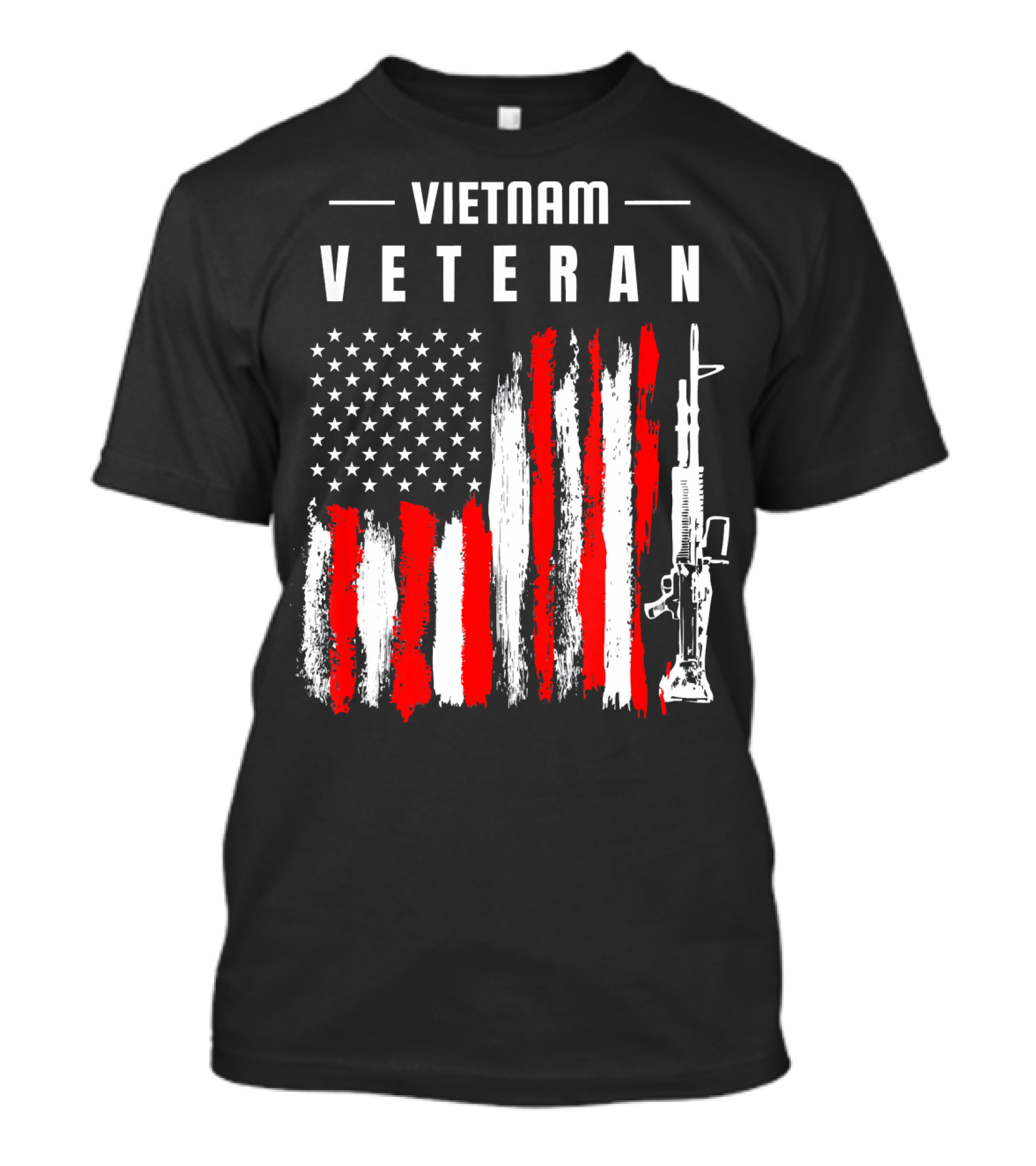 VIETNAM VETERAN American Flag Grunge Rifle T-Shirt