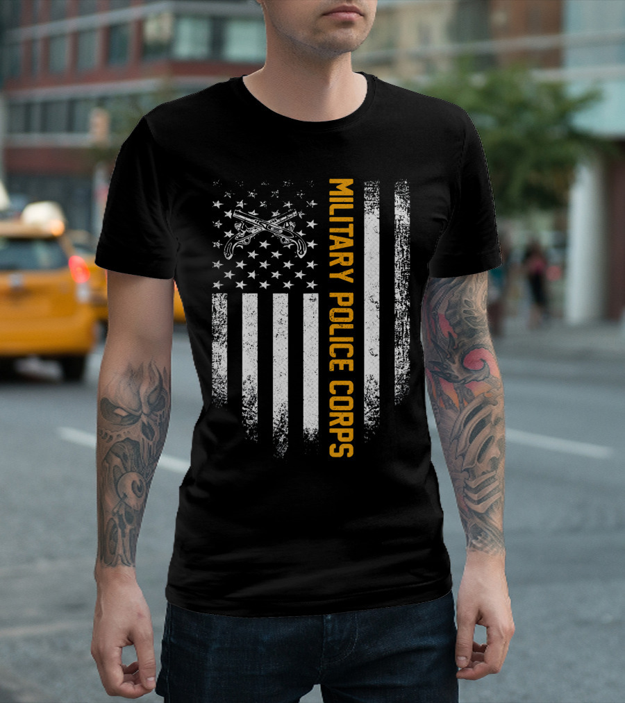 Vintage USA Military Police Corps American Flag T-Shirt