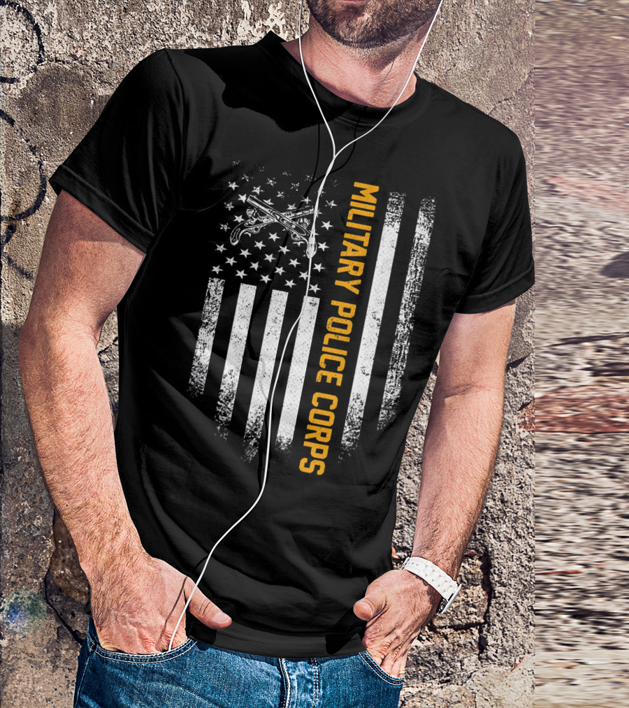 Vintage USA Military Police Corps American Flag T-Shirt
