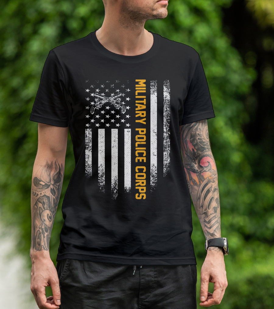 Vintage USA Military Police Corps American Flag T-Shirt