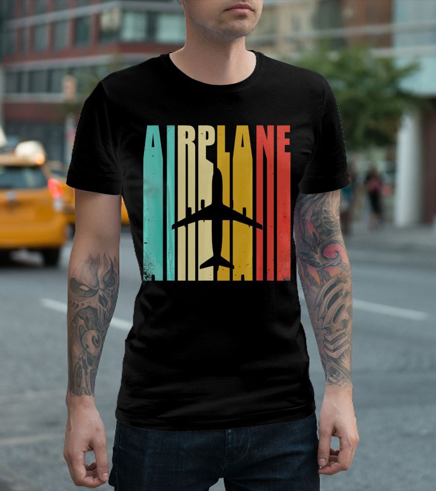 Airplane Vintage Silhouette Retro Colors T-Shirt