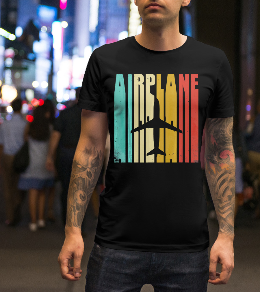 Airplane Vintage Silhouette Retro Colors T-Shirt