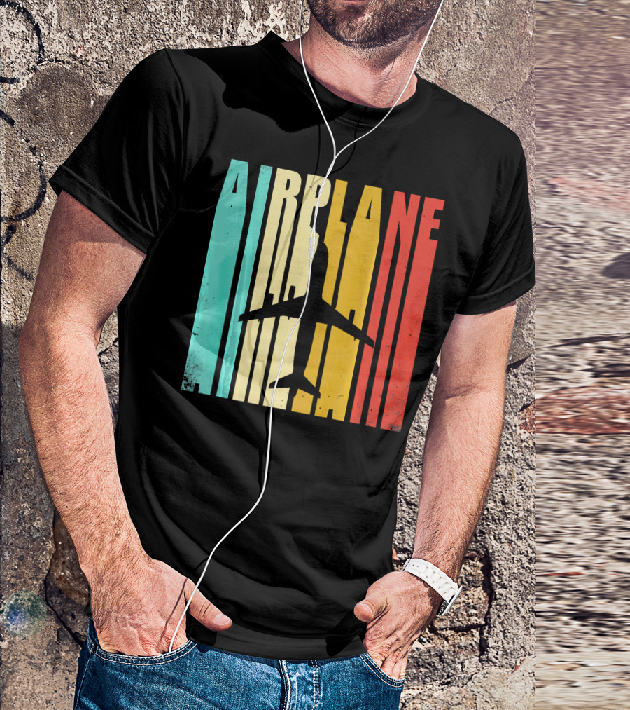 Airplane Vintage Silhouette Retro Colors T-Shirt