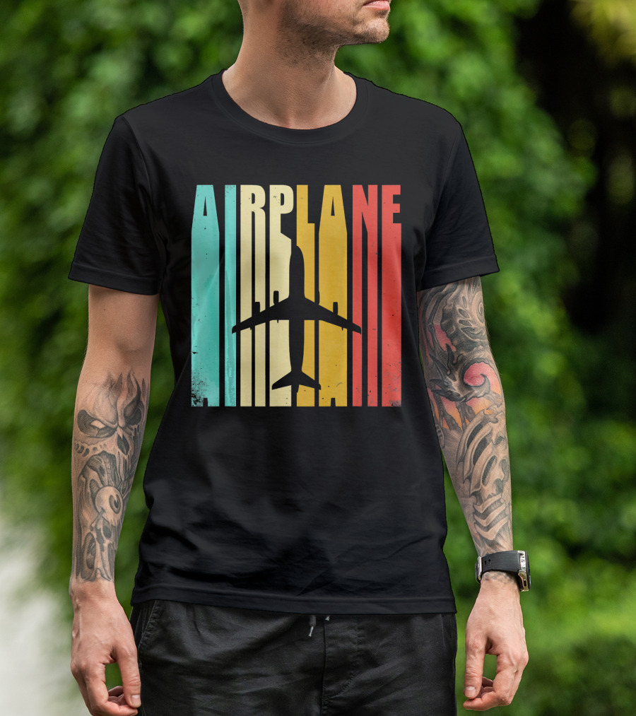 Airplane Vintage Silhouette Retro Colors T-Shirt