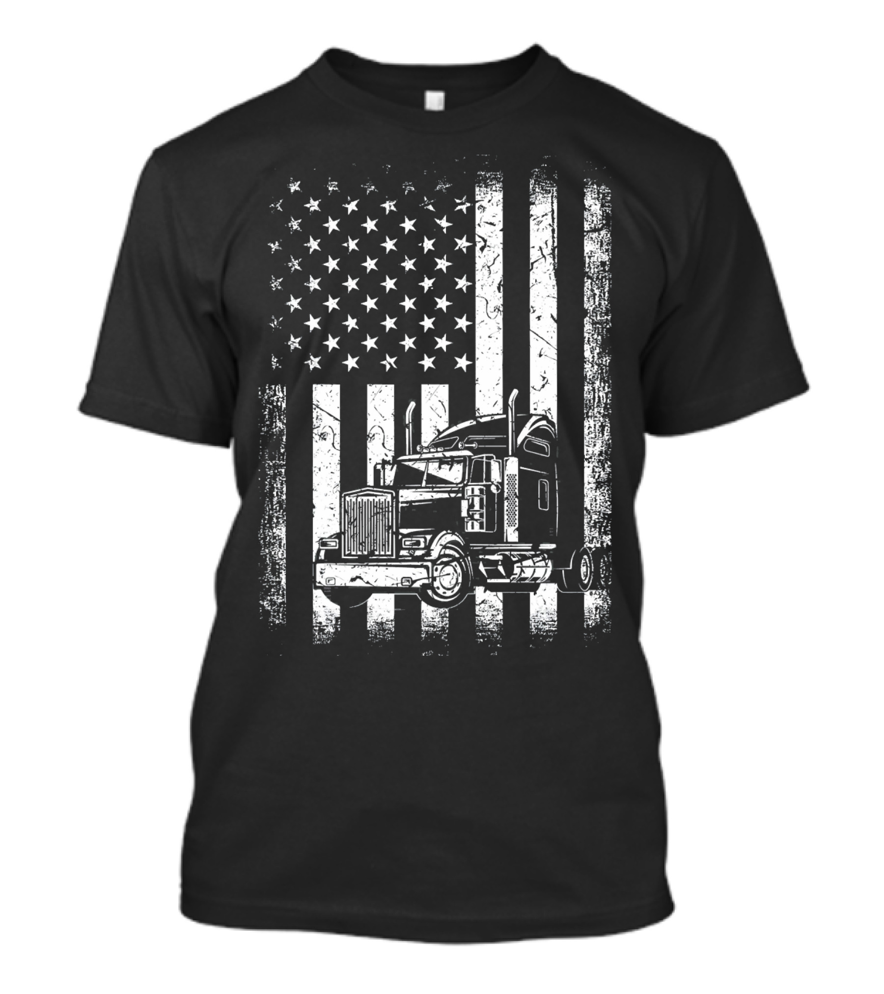 Vintage American Flag With Classic Truck Driver Motif T-Shirt