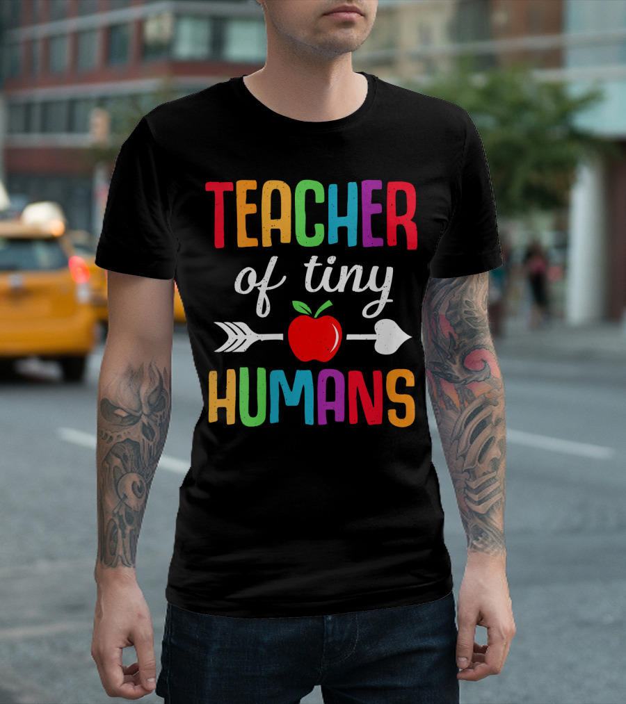 Teacher of Tiny Humans Apple Arrow T-Shirt