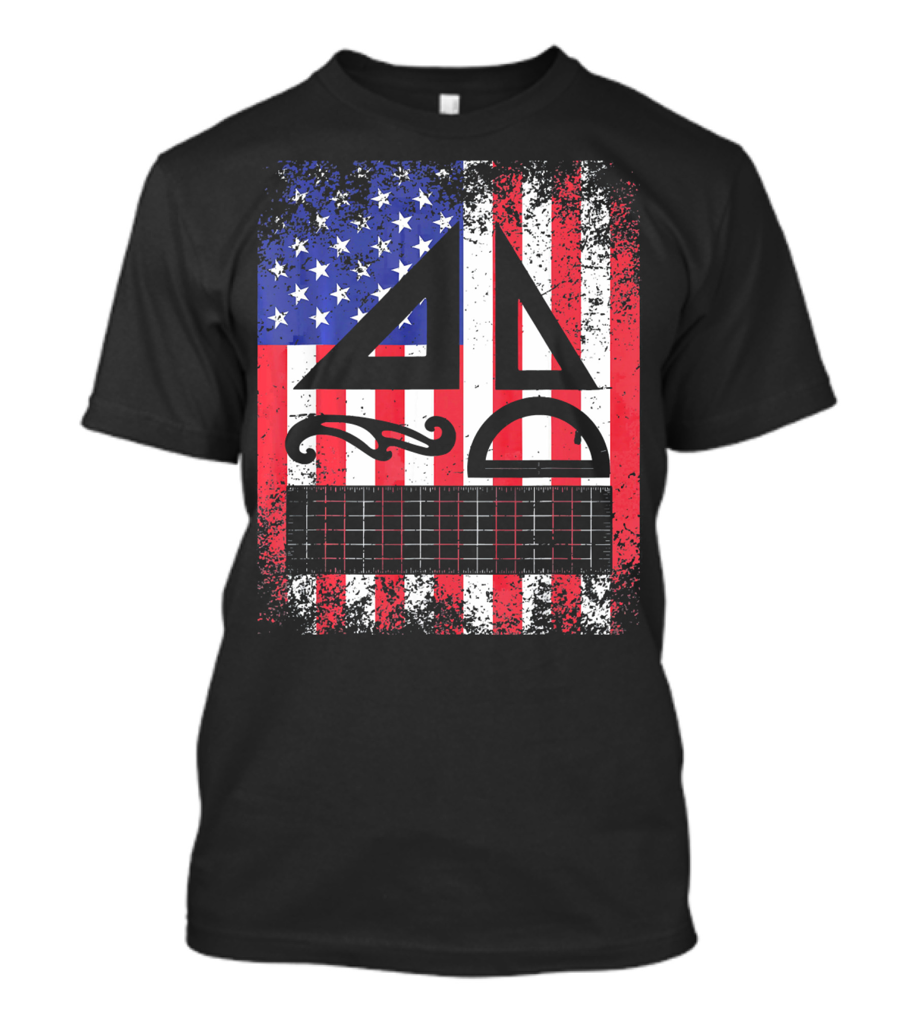 Architect Dad USA Flag Patriotic With Geometric Tools T-Shirt