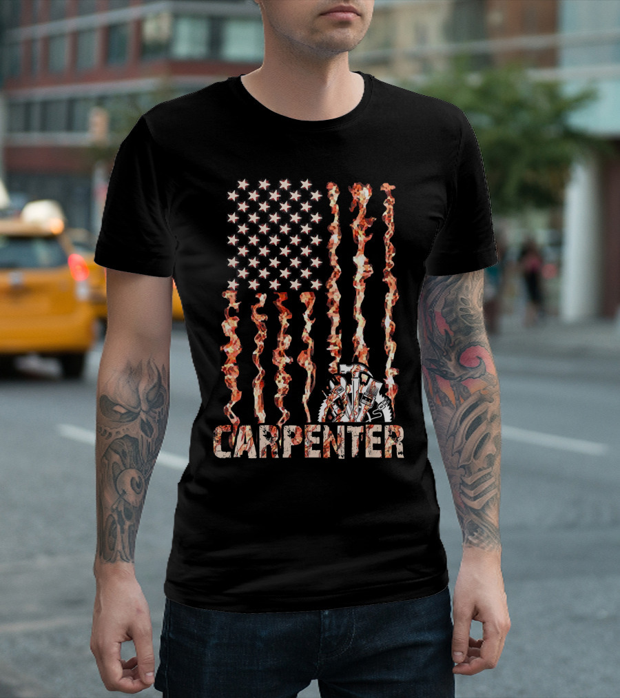 Carpenter USA Flame Flag Patriot T-Shirt