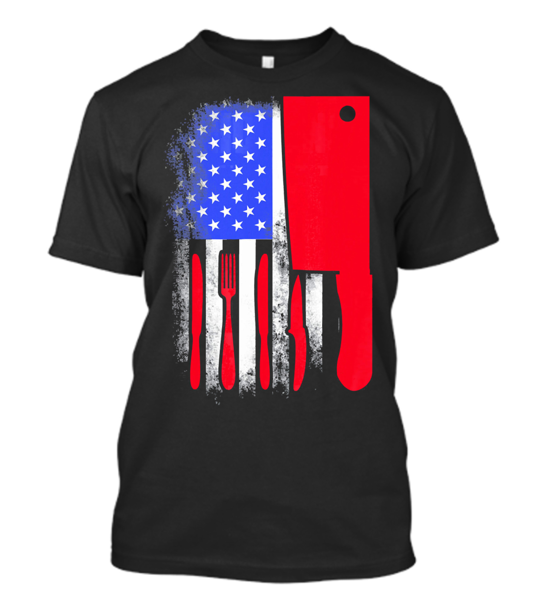 Chef Knife American Flag 4th Of July Utensils T-Shirt