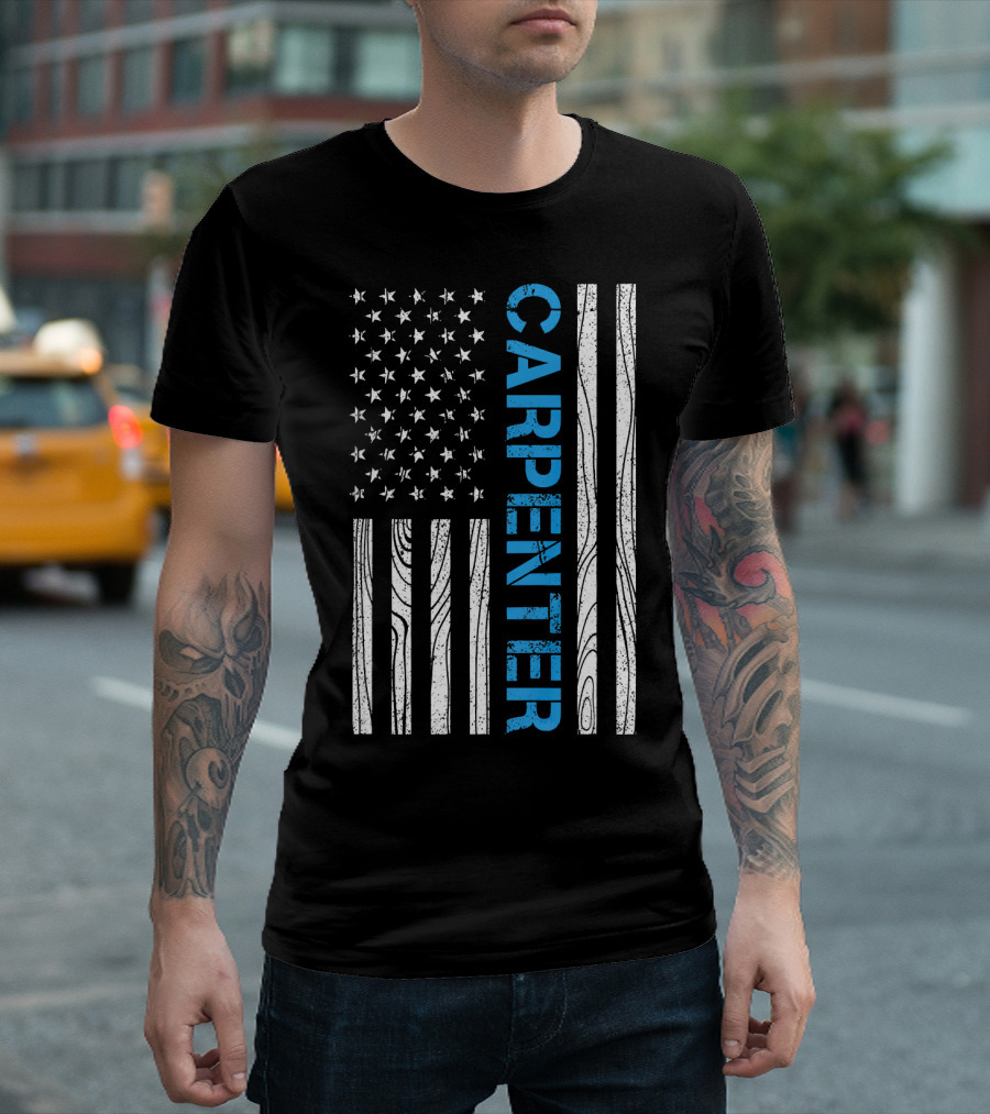 Carpenter USA Flag Woodworking T-Shirt