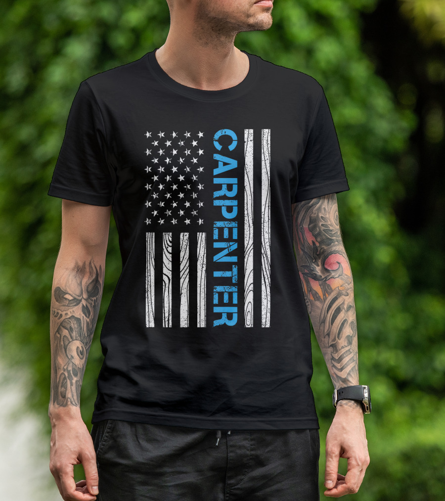 Carpenter USA Flag Woodworking T-Shirt