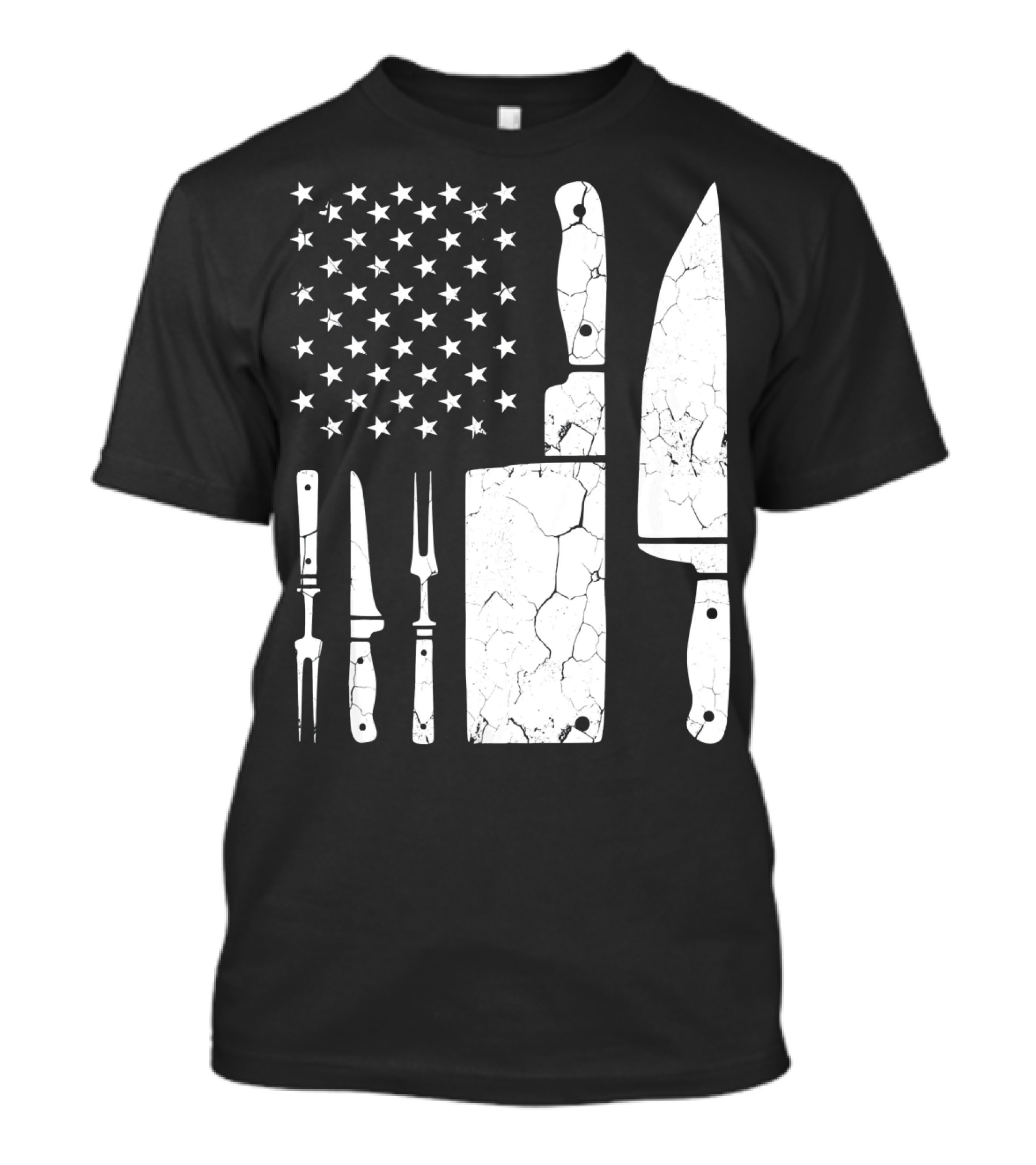 Chef Cooking American Flag Vintage Culinary Knives T-Shirt