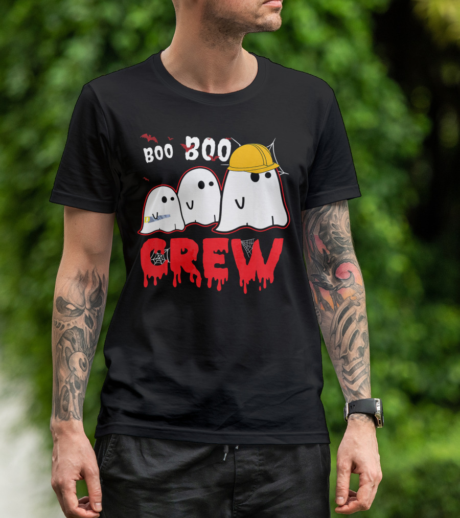 Boo Boo Ghost Crew Construction Halloween Fun T-Shirt
