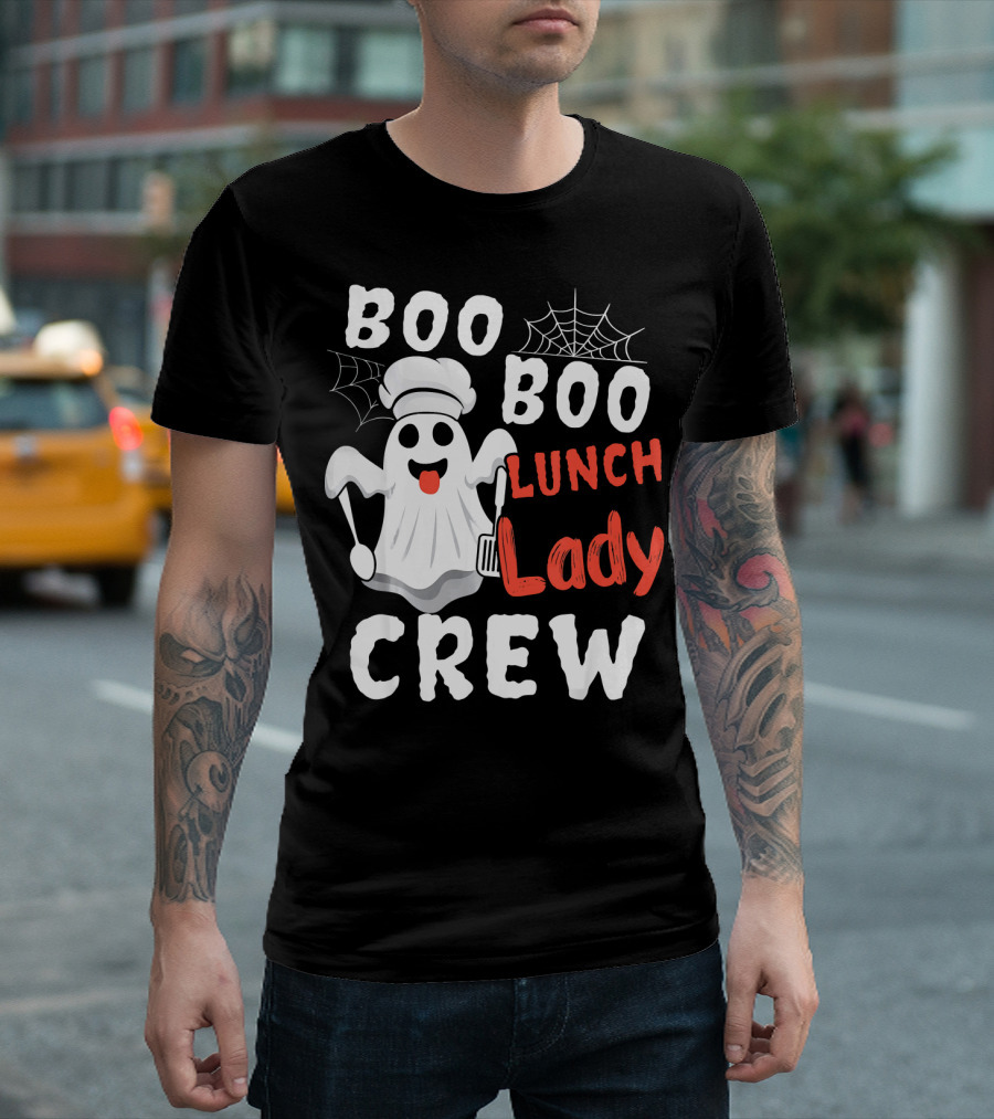 Boo Boo Lunch Lady Crew Ghost Chef with Spider Webs T-Shirt