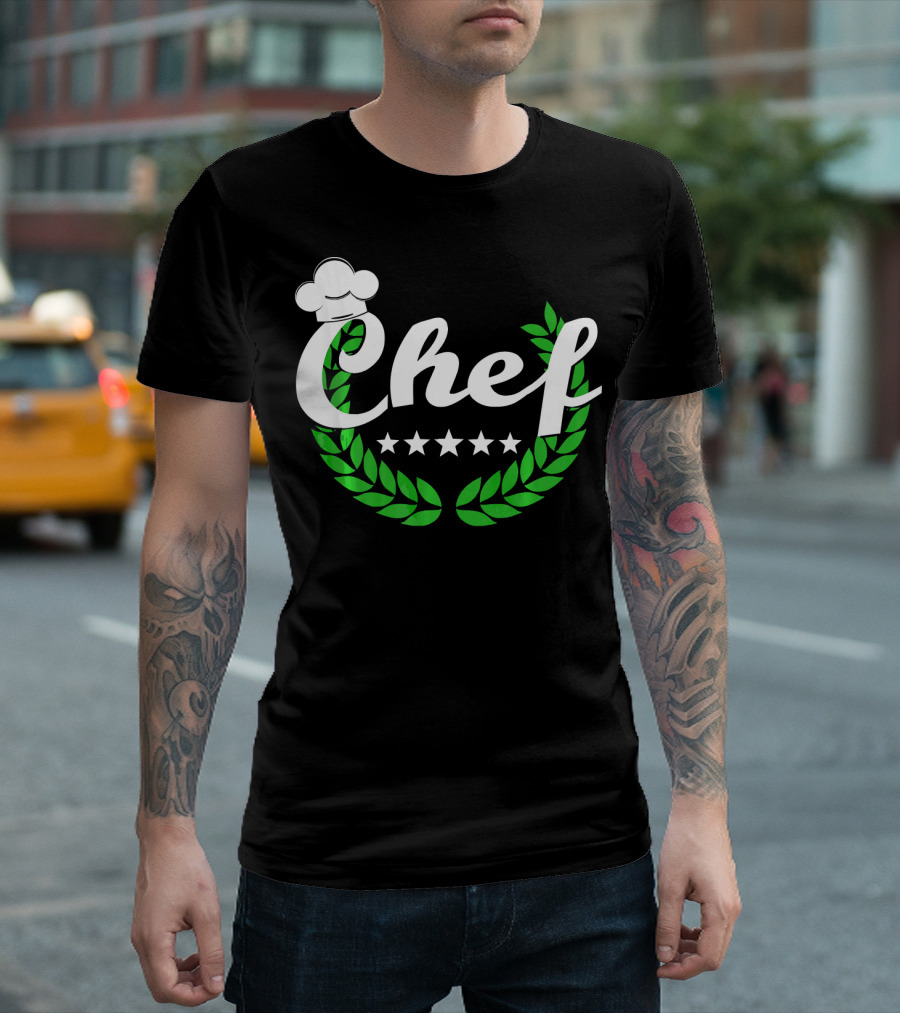Chef Cook Five Star Chef Laurel Leaves T-Shirt