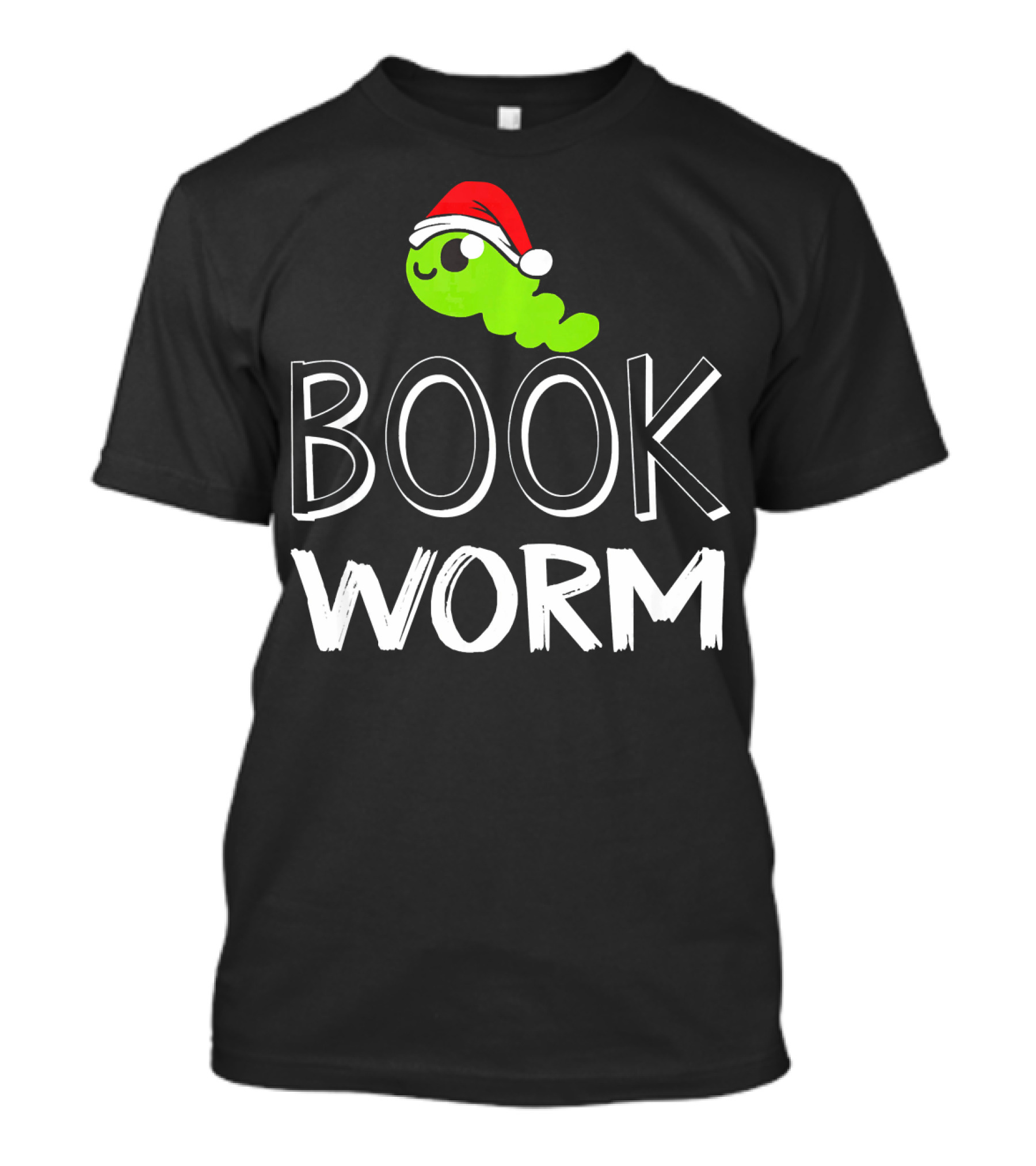 Bookworm Christmas Santa Hat Funny Lovers T-Shirt