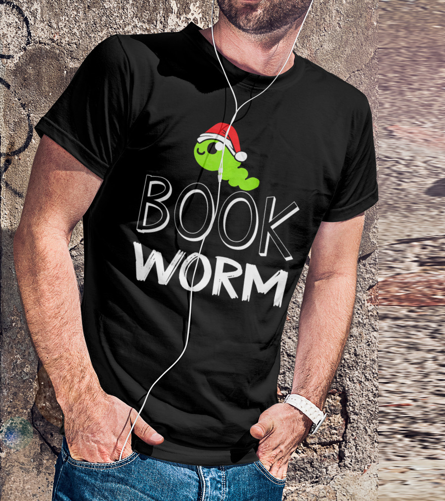 Bookworm Christmas Santa Hat Funny Lovers T-Shirt