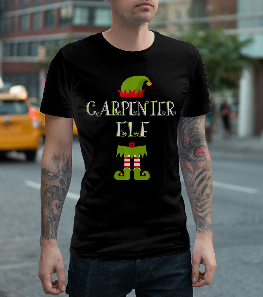 Carpenter Elf Hat and Shoes Festive T-Shirt