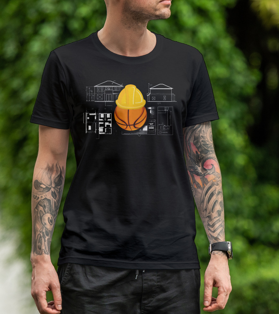 Architect Basketball Blueprint Helmet T-Shirt