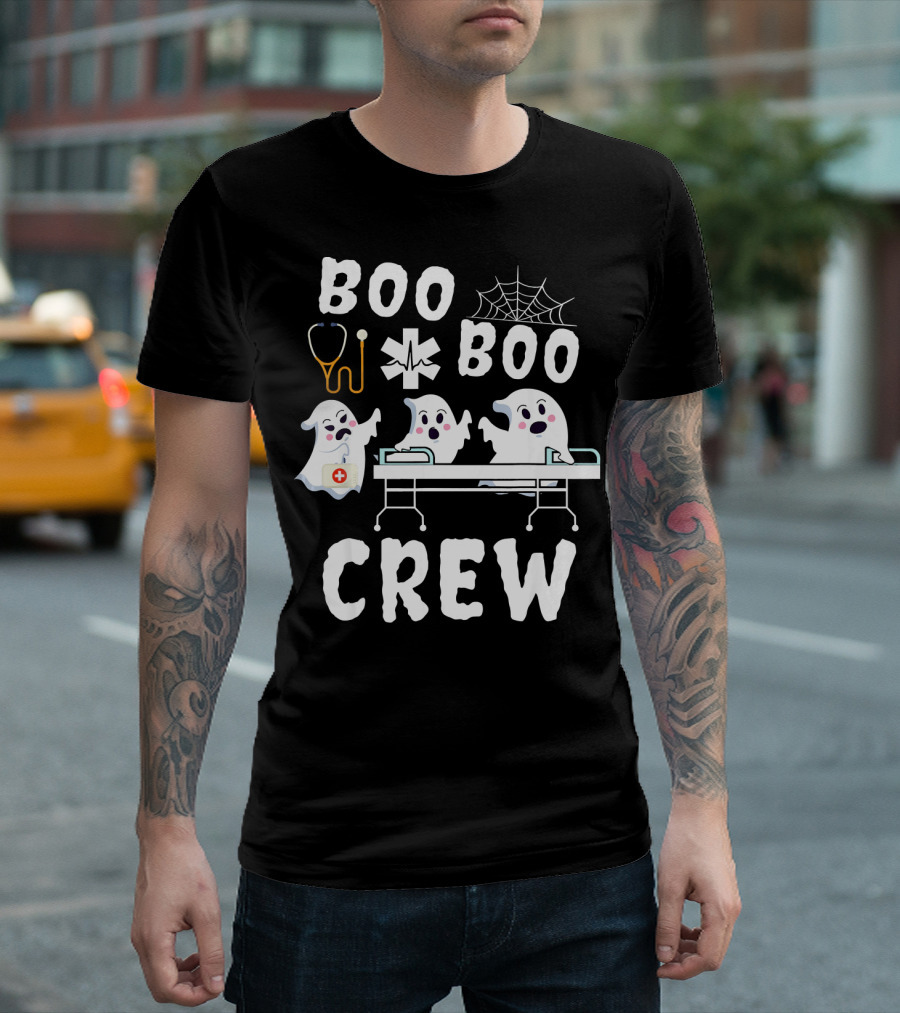 Boo Boo Crew EMTs And Paramedics I Love Ghosts Stethoscope Web T-Shirt