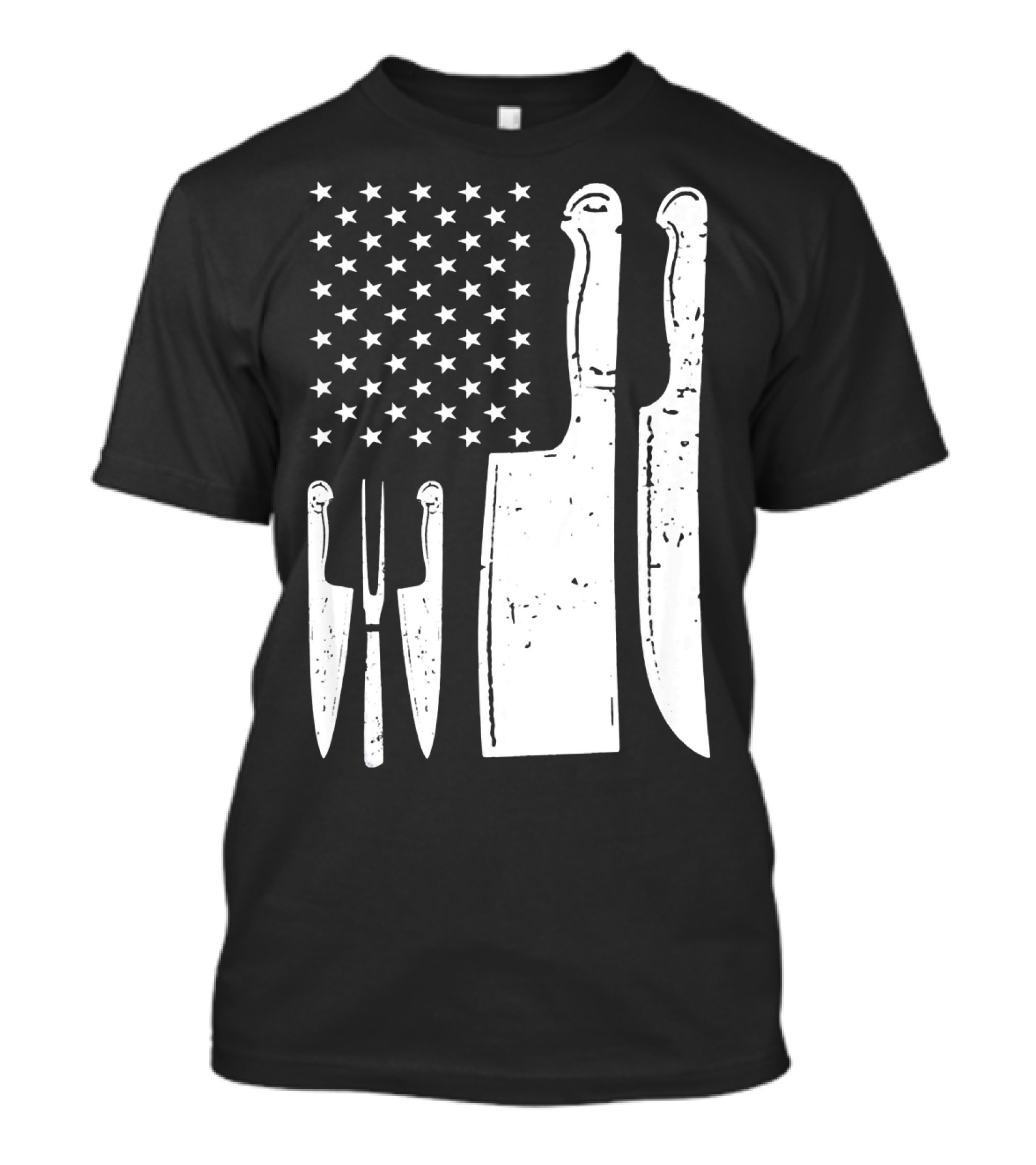 American Flag With Chef Knife Cutlery T-Shirt