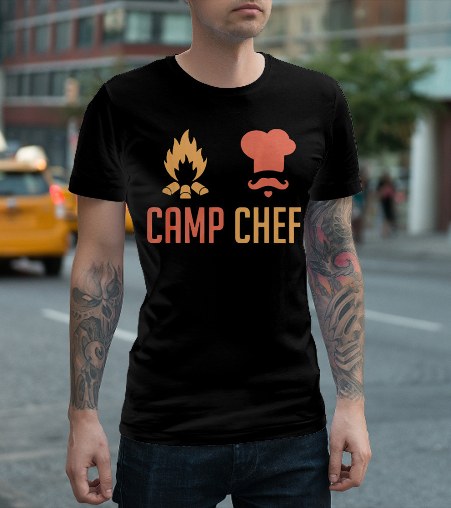 Campfire Hat Chef Mustache Camp Chef T-Shirt