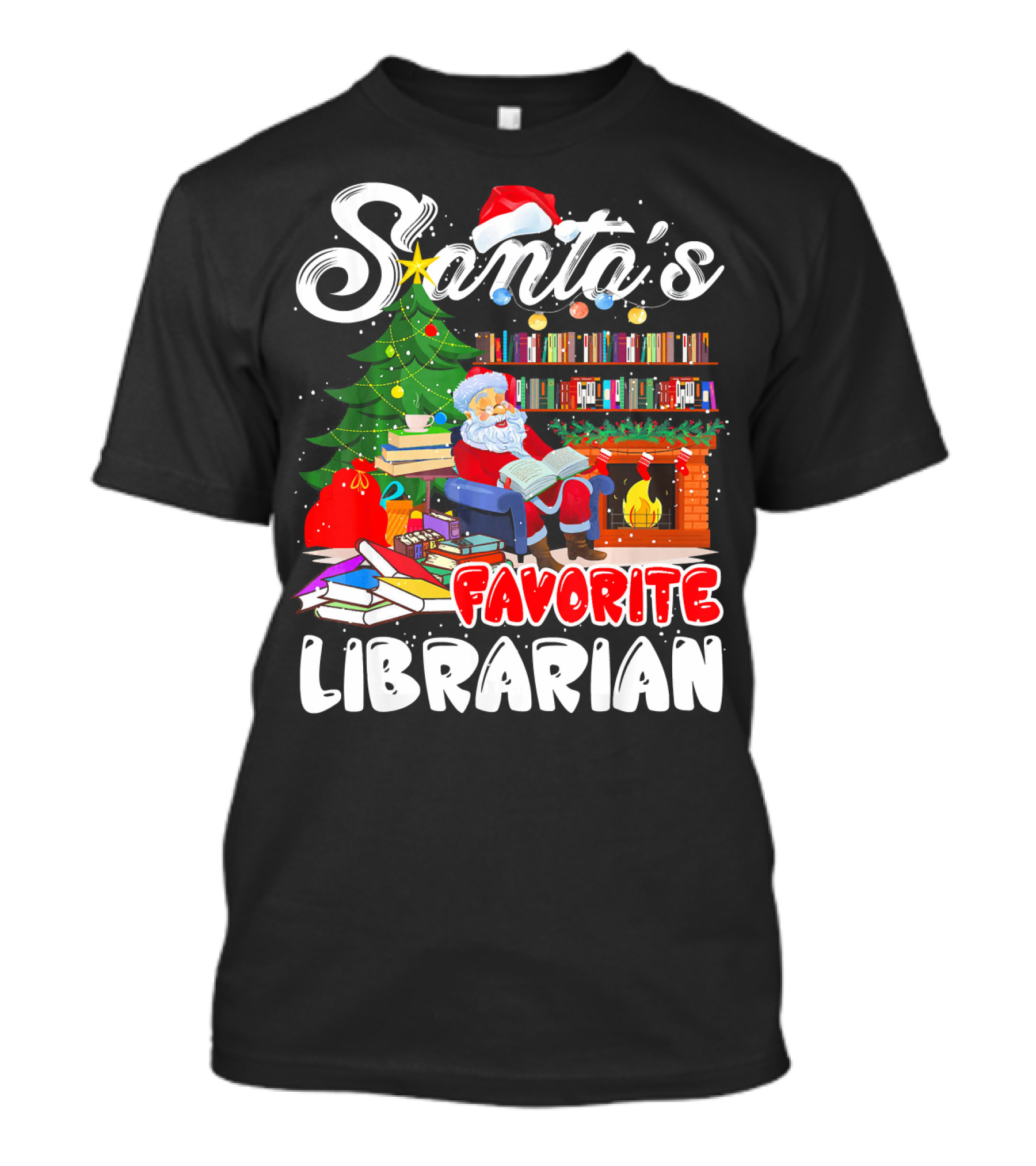 Santa's Favorite Librarian Christmas Xmas Holiday T-Shirt