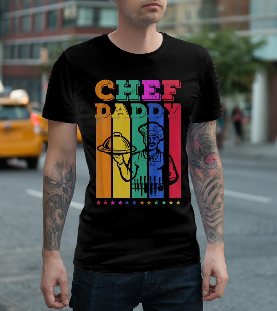 Chef Daddy Cooking Tools USA Rainbow Stars T-Shirt