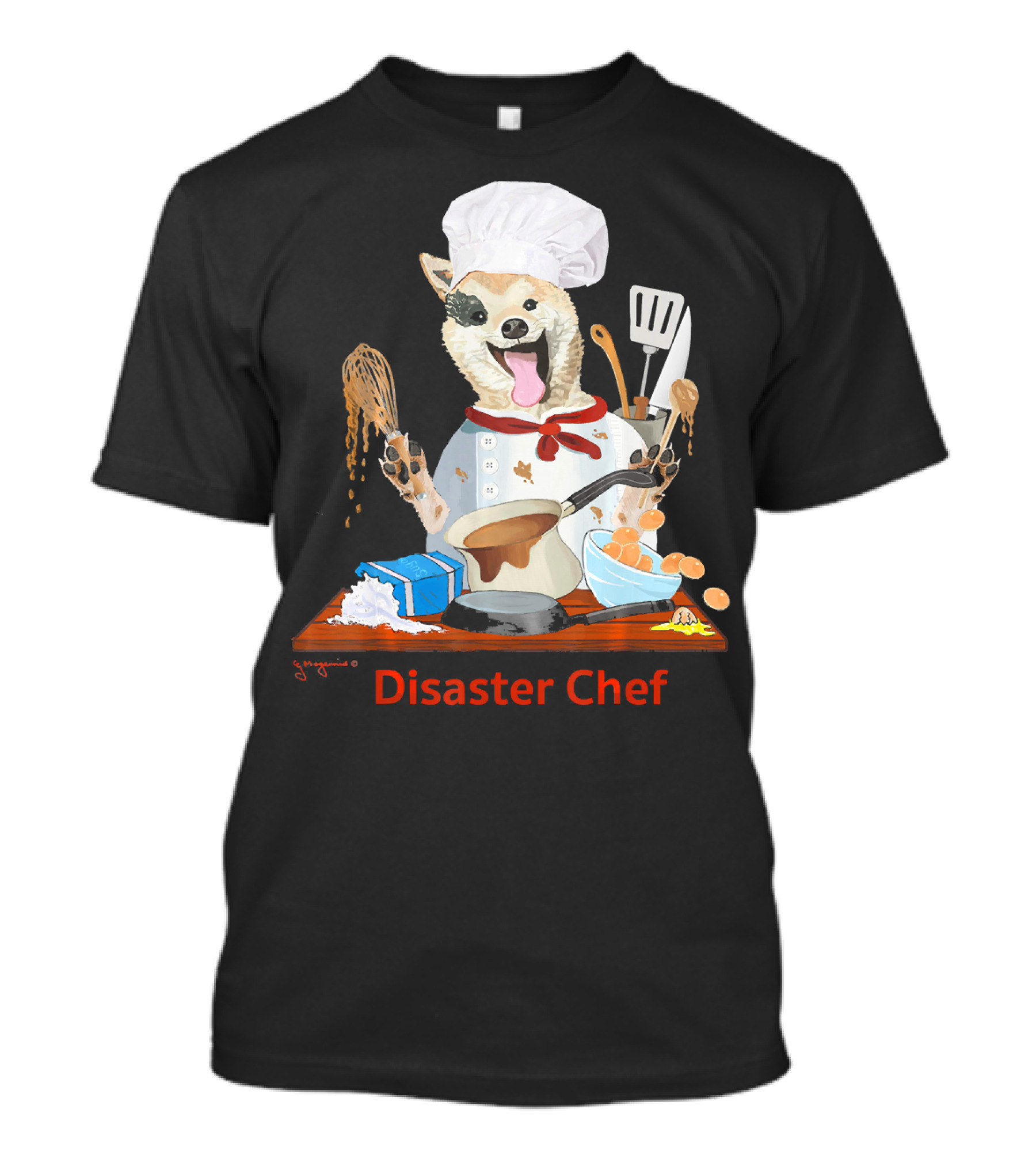 Disaster Chef Funny Bad Cook Dog With Utensils T-Shirt