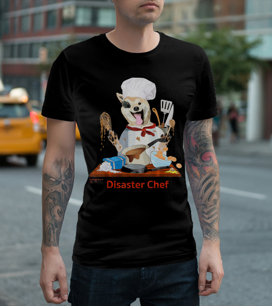 Disaster Chef Funny Bad Cook Dog With Utensils T-Shirt