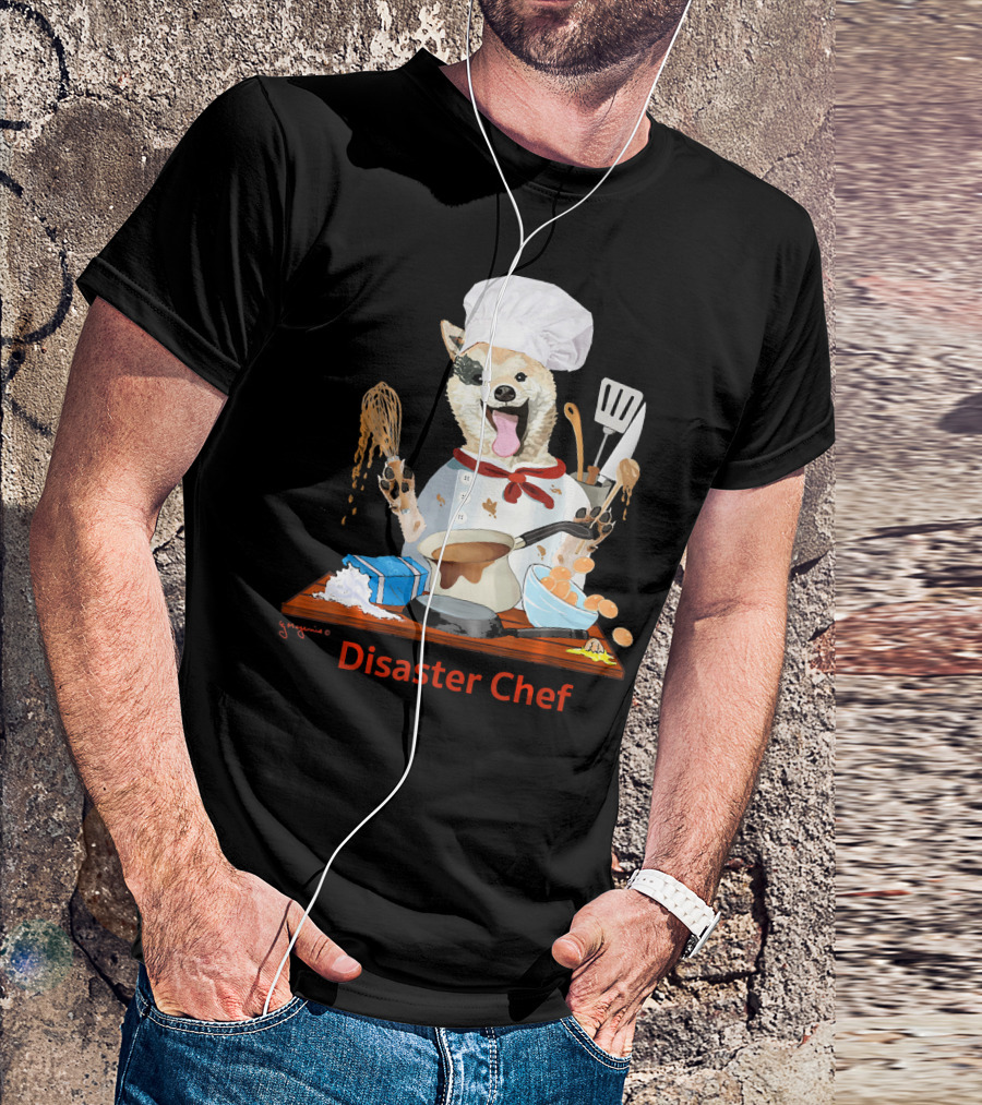 Disaster Chef Funny Bad Cook Dog With Utensils T-Shirt