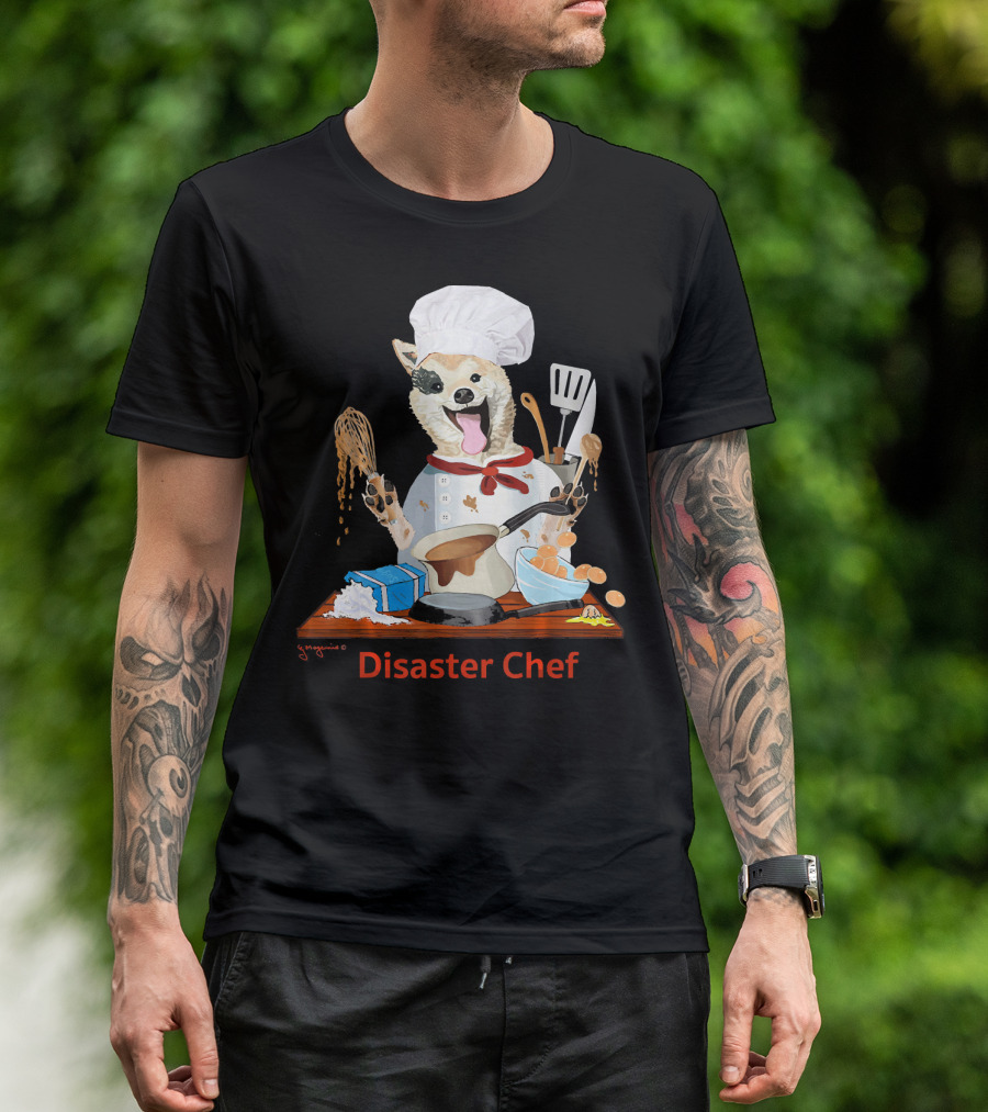 Disaster Chef Funny Bad Cook Dog With Utensils T-Shirt