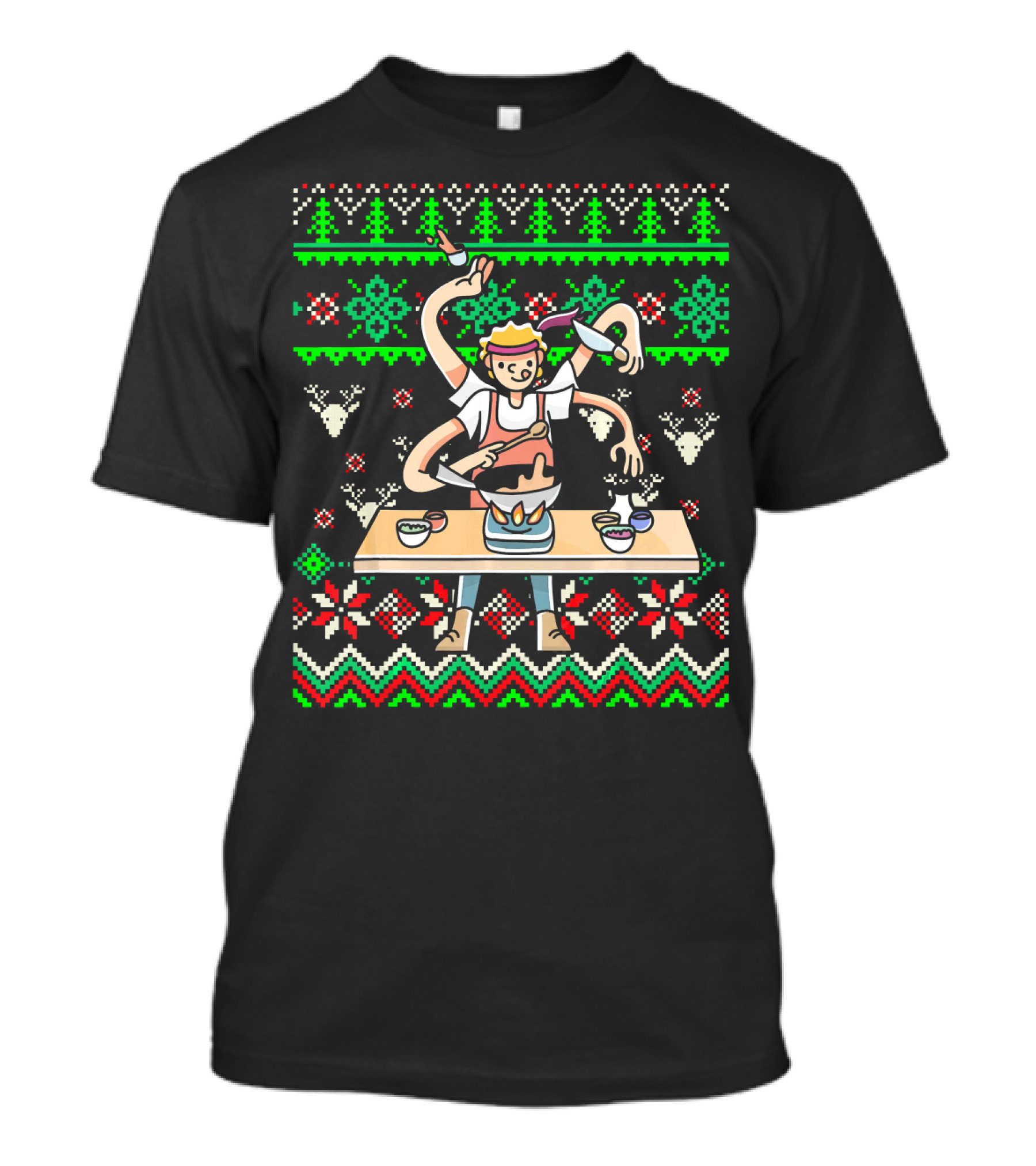 Chef Ugly Christmas Sweater Cooking Festive T-Shirt