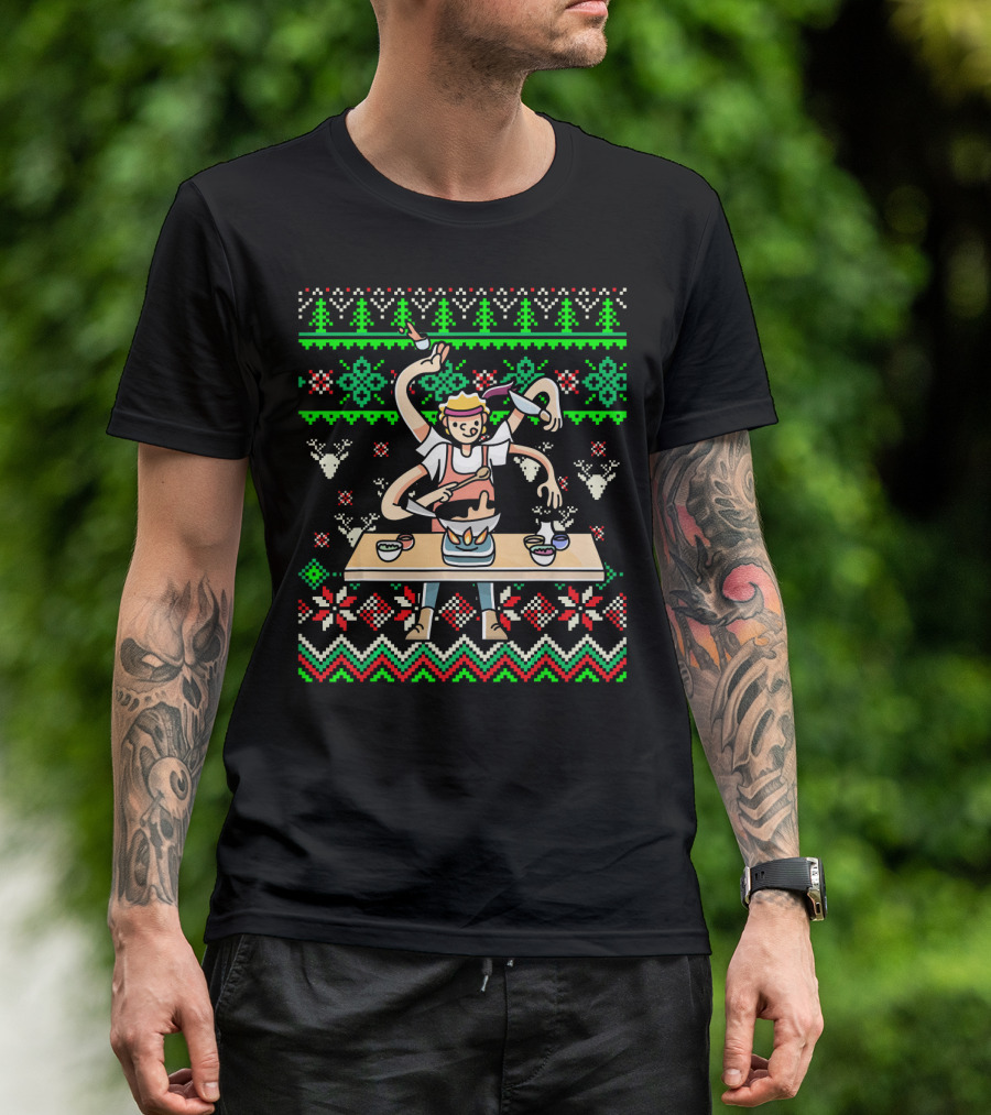 Chef Ugly Christmas Sweater Cooking Festive T-Shirt