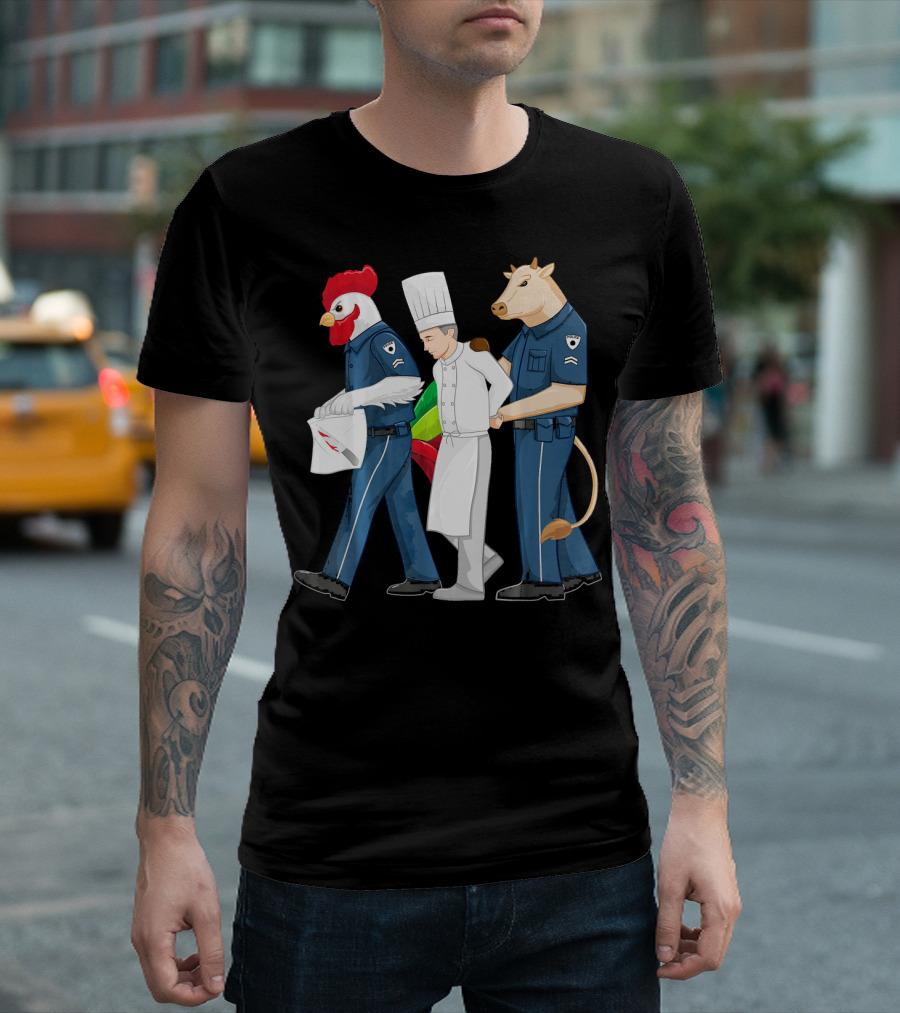 Funny Chef Arrested By Animal Officers In Restaurant Comedy T-Shirt