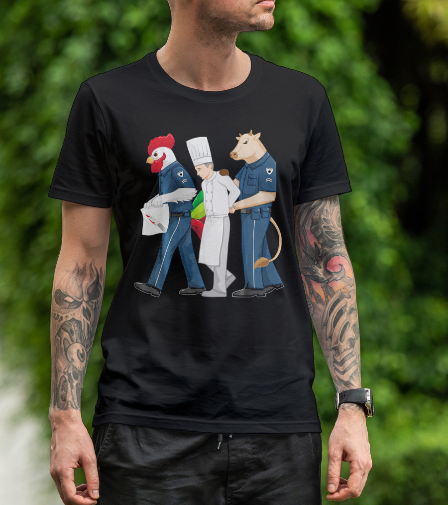 Funny Chef Arrested By Animal Officers In Restaurant Comedy T-Shirt