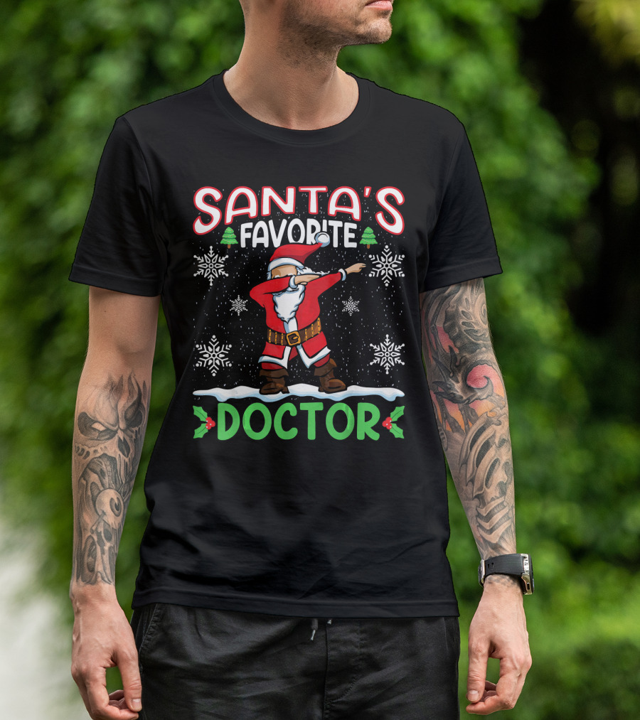 Dab Santa's Favorite Doctor Christmas Snowflakes Trees T-Shirt