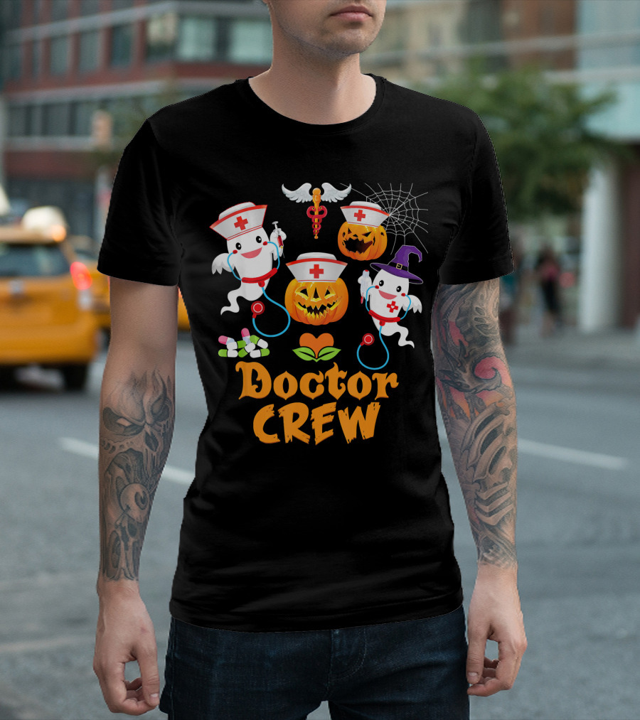 Doctor Crew Ghost Pumpkin Halloween Squad T-Shirt