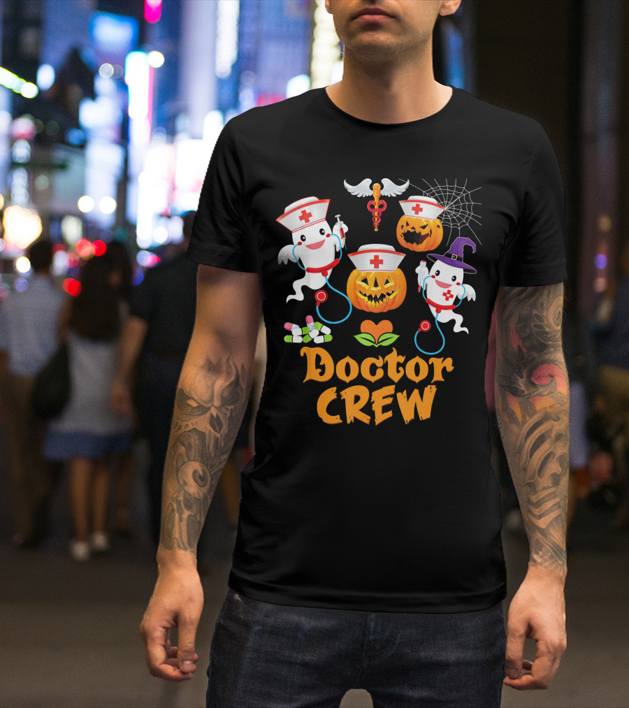 Doctor Crew Ghost Pumpkin Halloween Squad T-Shirt
