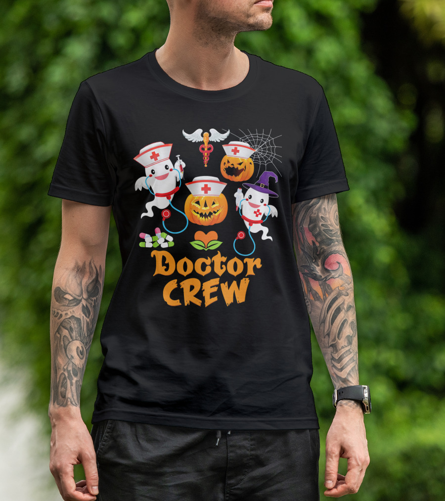 Doctor Crew Ghost Pumpkin Halloween Squad T-Shirt