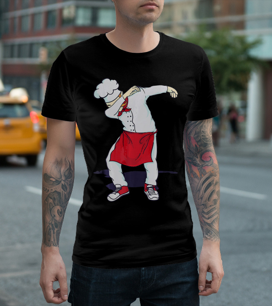 Funny Dabbing Hibachi Chef Cute Sous Chef in Red Apron and Sneakers T-Shirt