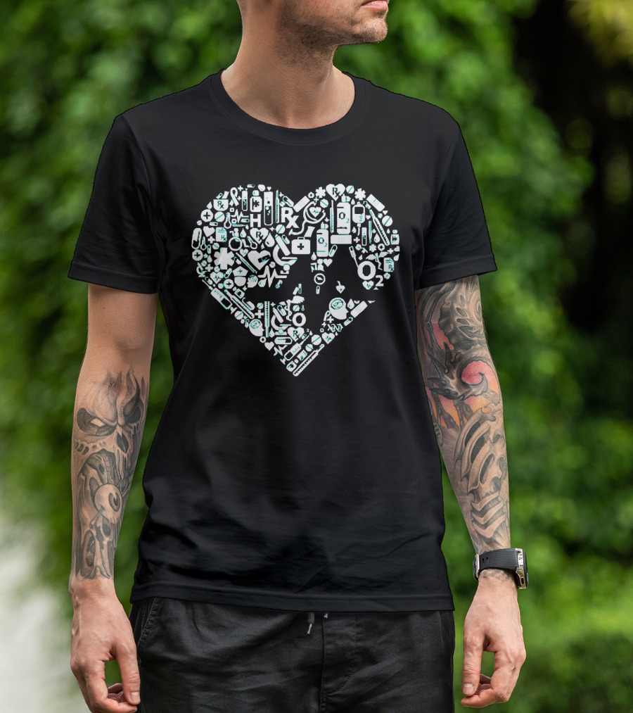 Doctor Nurse Heart Medical Icons T-Shirt