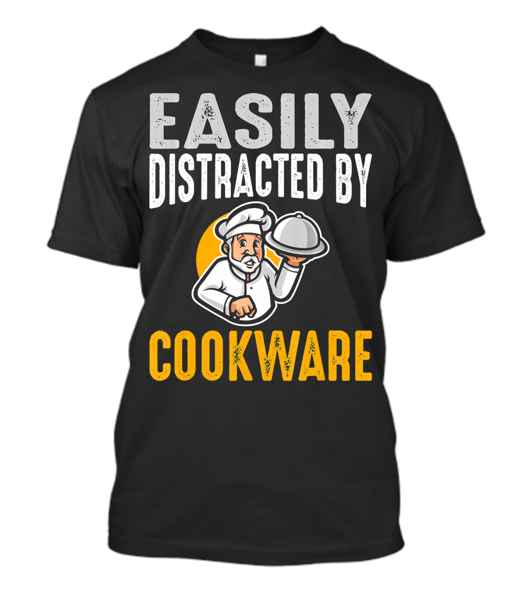 Easily Distracted By Cookware Funny Chef Cartoon T-Shirt