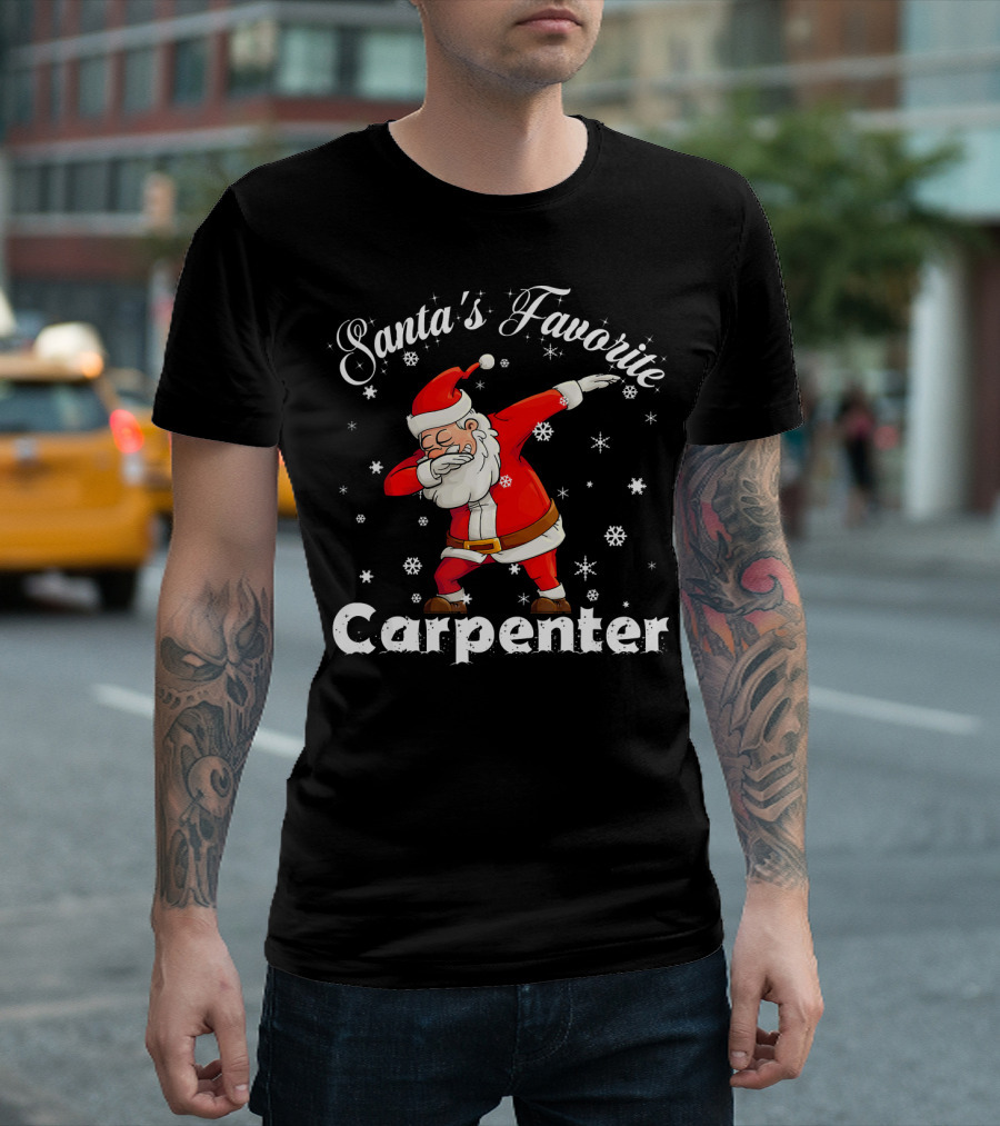 Santa's Favorite Carpenter Dabbing Funny Christmas T-Shirt