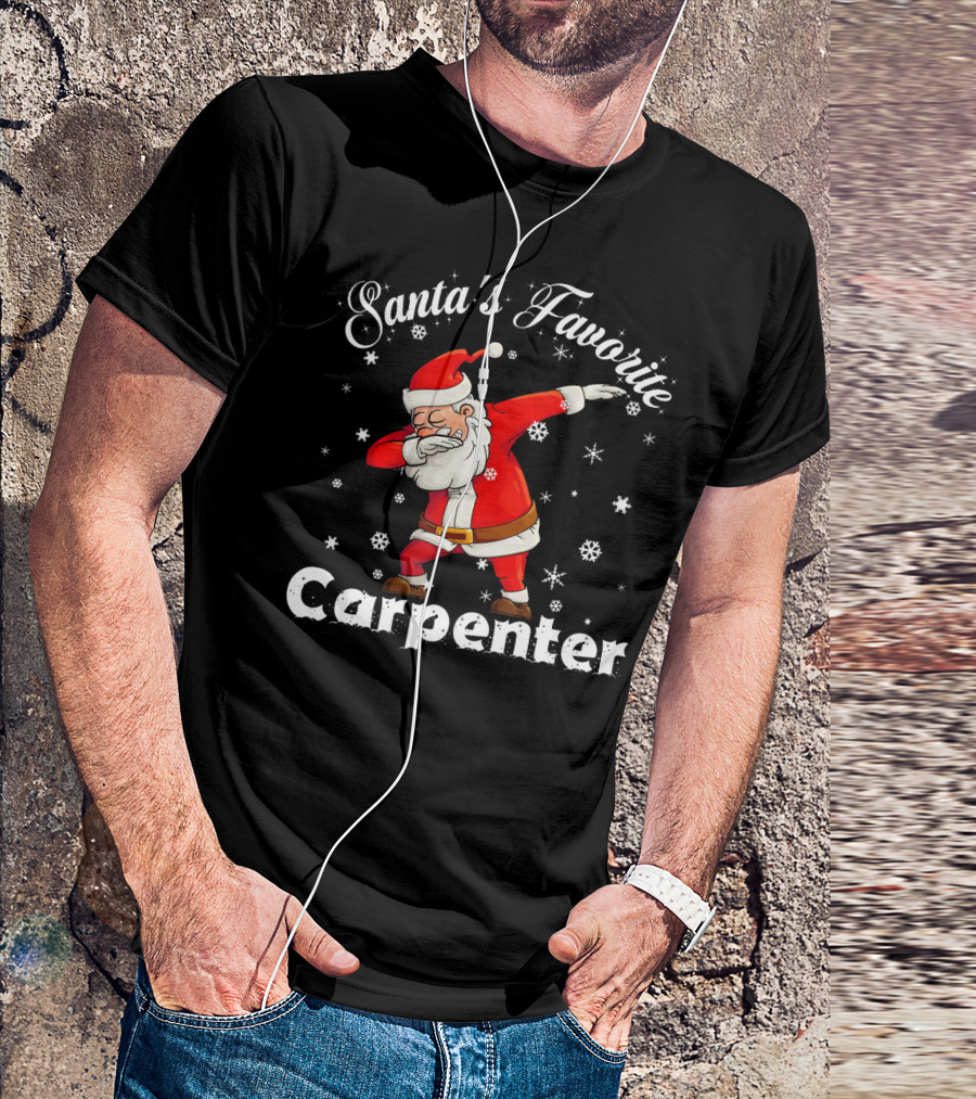 Santa's Favorite Carpenter Dabbing Funny Christmas T-Shirt