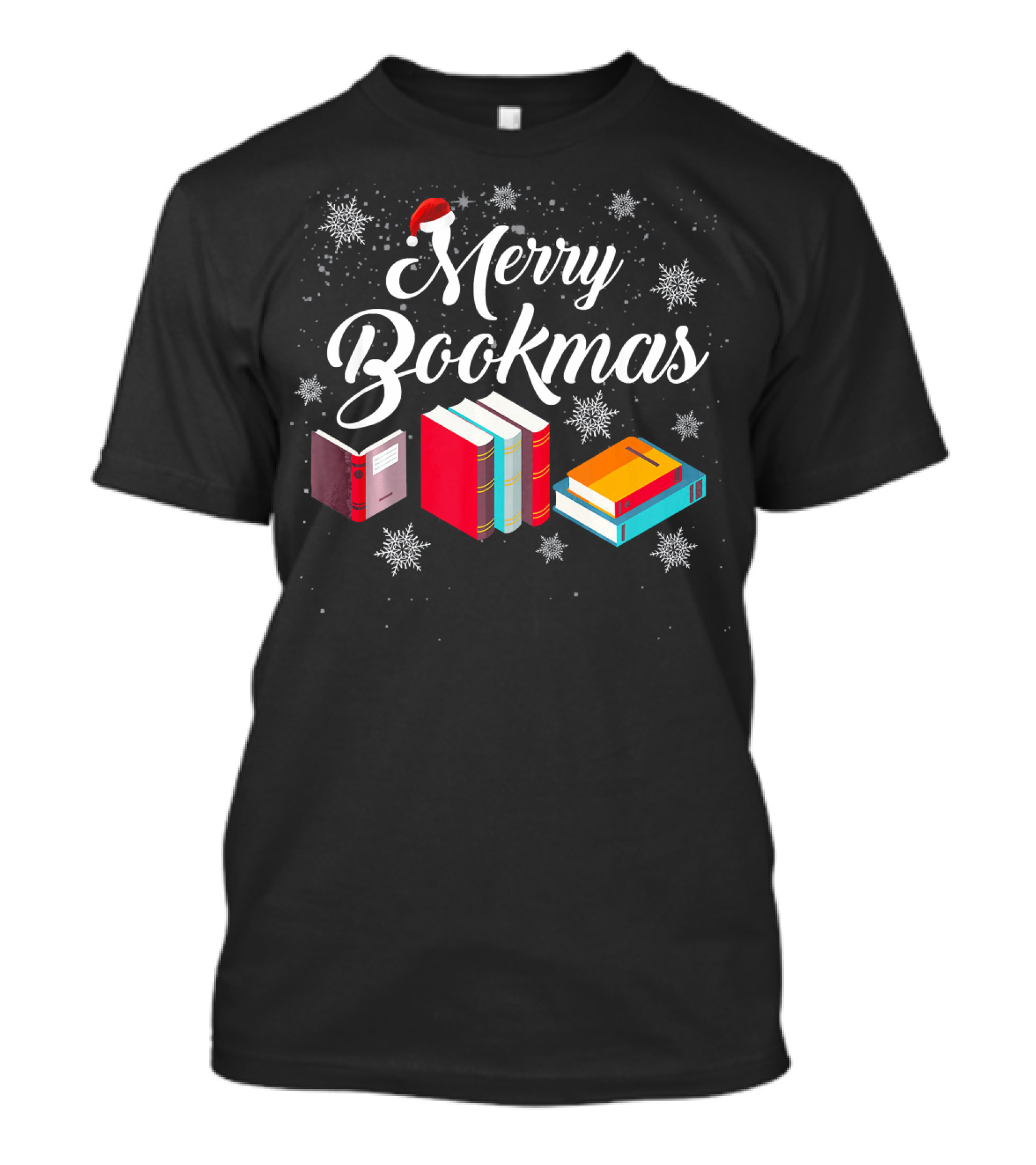 Merry Bookmas Christmas Reading With Snowflakes And Books T-Shirt