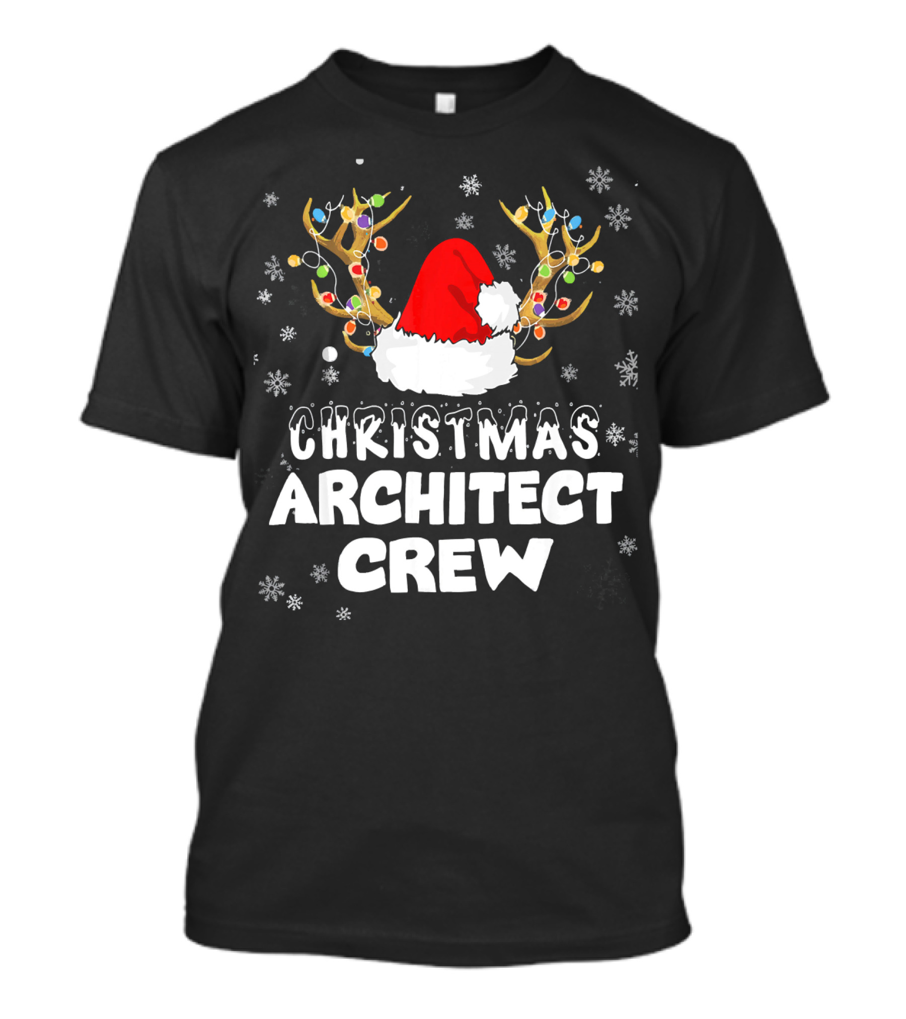 Christmas Architect Crew Santa Hat Reindeer Antlers Snowflakes T-Shirt